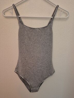 Calvin Klein Gray Heather Logo-Trim Bodysuit